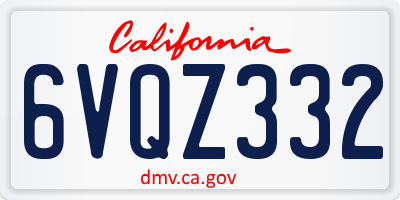 CA license plate 6VQZ332