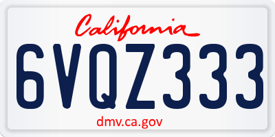 CA license plate 6VQZ333
