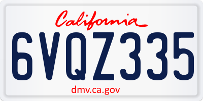 CA license plate 6VQZ335
