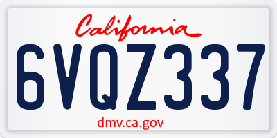 CA license plate 6VQZ337