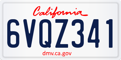 CA license plate 6VQZ341