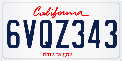 CA license plate 6VQZ343