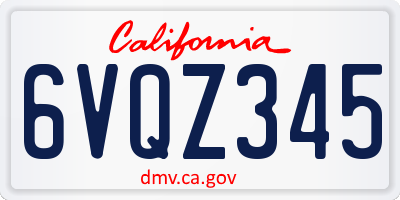 CA license plate 6VQZ345
