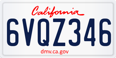 CA license plate 6VQZ346