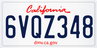 CA license plate 6VQZ348