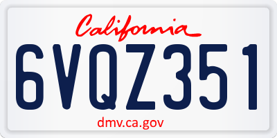 CA license plate 6VQZ351