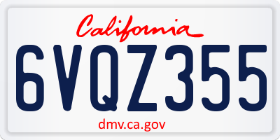 CA license plate 6VQZ355