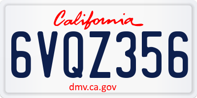 CA license plate 6VQZ356