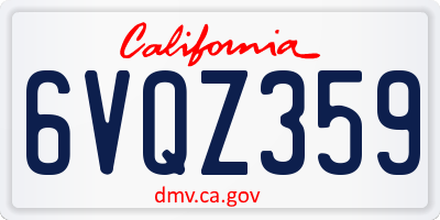 CA license plate 6VQZ359