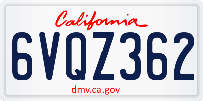 CA license plate 6VQZ362