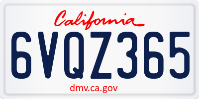 CA license plate 6VQZ365