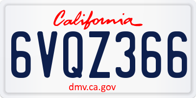 CA license plate 6VQZ366