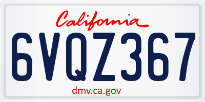 CA license plate 6VQZ367