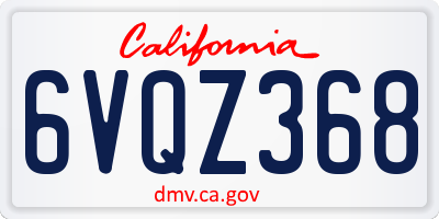 CA license plate 6VQZ368