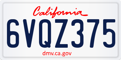 CA license plate 6VQZ375