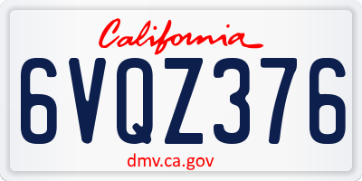 CA license plate 6VQZ376