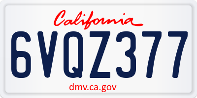 CA license plate 6VQZ377