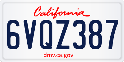 CA license plate 6VQZ387