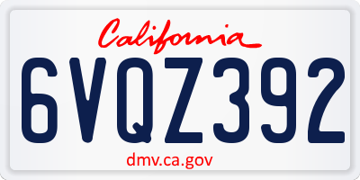 CA license plate 6VQZ392