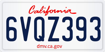 CA license plate 6VQZ393