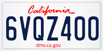 CA license plate 6VQZ400