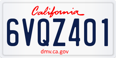 CA license plate 6VQZ401