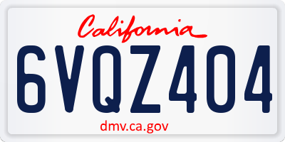 CA license plate 6VQZ404