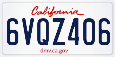 CA license plate 6VQZ406