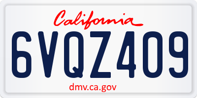 CA license plate 6VQZ409