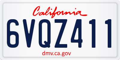 CA license plate 6VQZ411