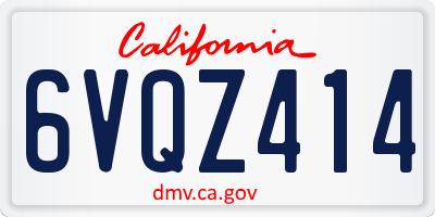 CA license plate 6VQZ414