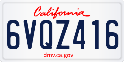 CA license plate 6VQZ416