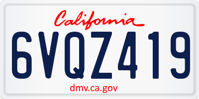CA license plate 6VQZ419