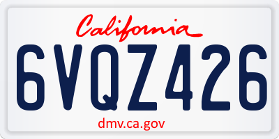 CA license plate 6VQZ426