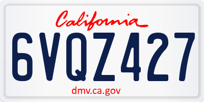 CA license plate 6VQZ427
