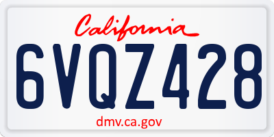 CA license plate 6VQZ428