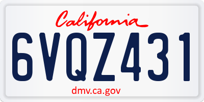 CA license plate 6VQZ431