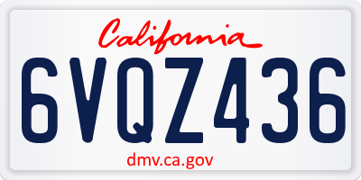 CA license plate 6VQZ436