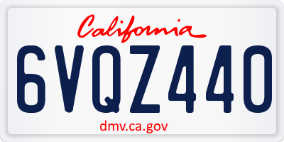 CA license plate 6VQZ440
