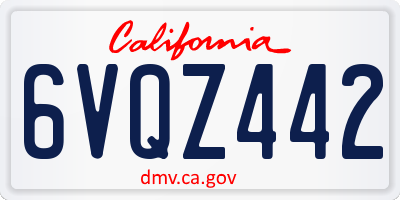 CA license plate 6VQZ442