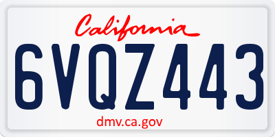 CA license plate 6VQZ443