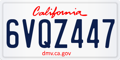 CA license plate 6VQZ447