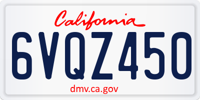 CA license plate 6VQZ450