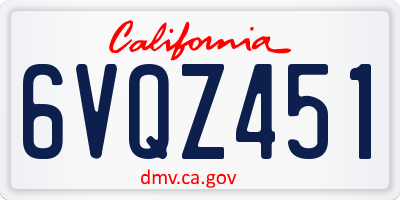 CA license plate 6VQZ451