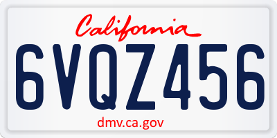 CA license plate 6VQZ456