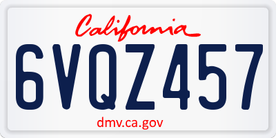 CA license plate 6VQZ457
