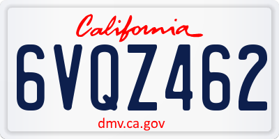 CA license plate 6VQZ462