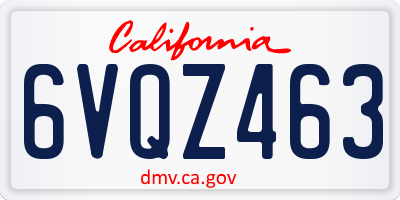 CA license plate 6VQZ463