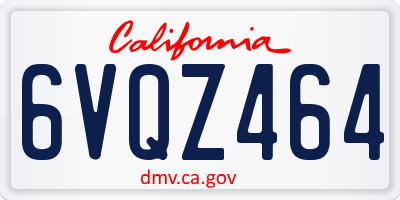 CA license plate 6VQZ464