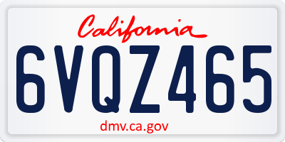 CA license plate 6VQZ465